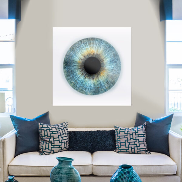 Fotografia del iris del ojo cuadro metacrilato 60x60cm