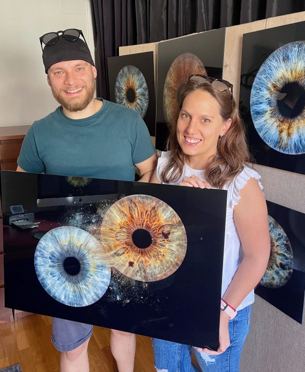 Fotografia del iris del ojo parejas cuadro Glazed 50x75cm