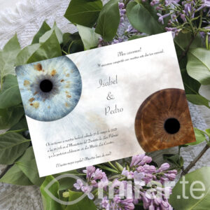 tarjeta invitación boda pareja fotografía de iris